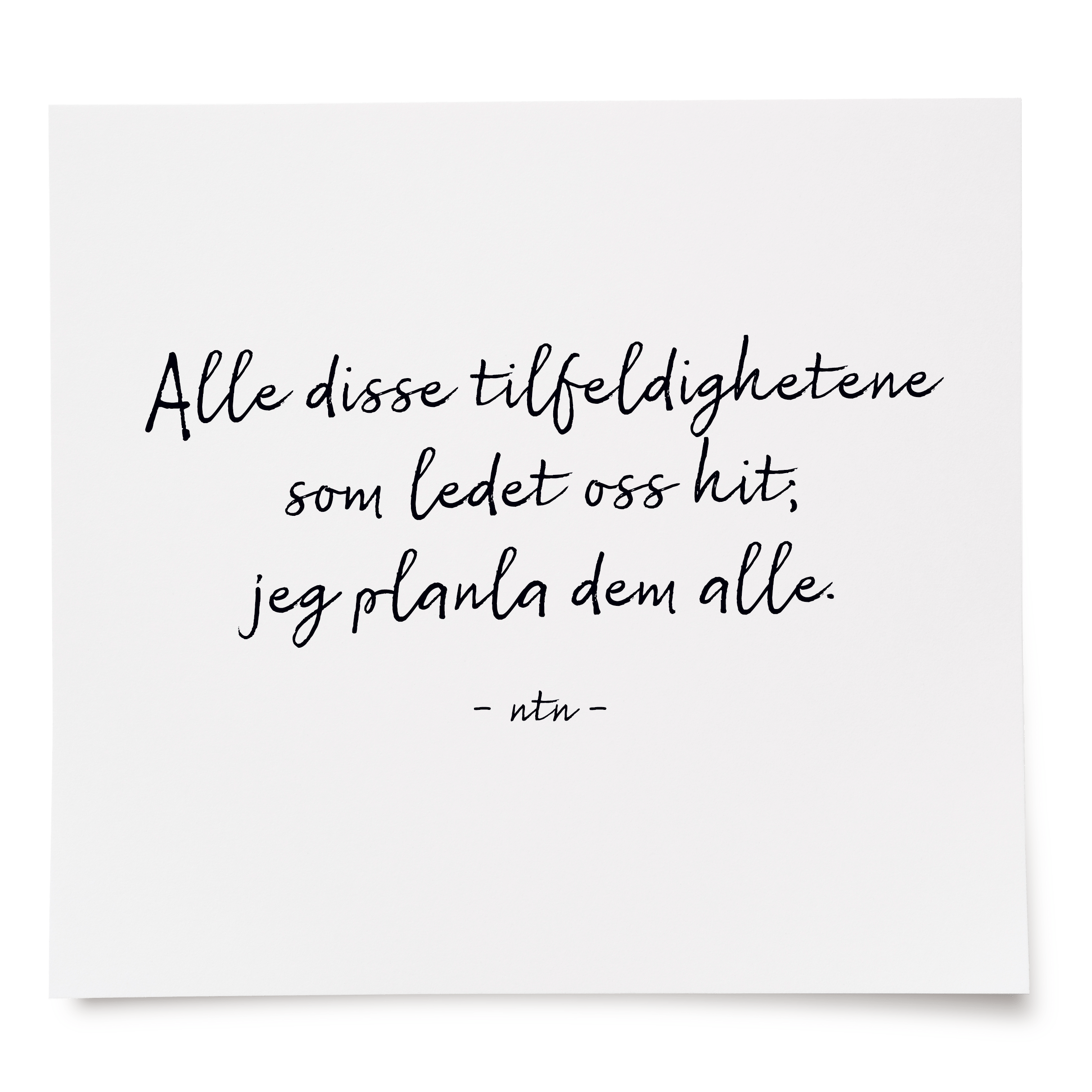 Alle disse tilfeldighetene som ledet oss hit; jeg planla dem alle. 